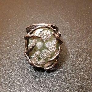 Noa Zuman Roman Glass 925 Sterling Silver Ring - Size 9